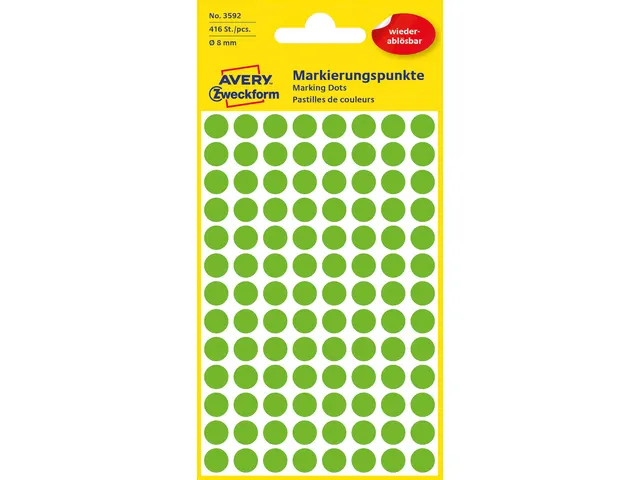 Etiket Zweckform 8mm rond blister 4 vel a 104 et. groen Non-permanent