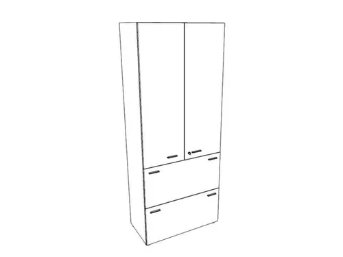 combikast,HxBxD 2140x860x450mm,2hangmappenframes,romp wit,front wit
