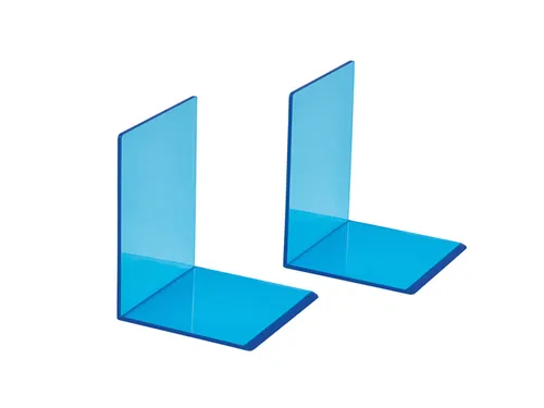 Boekensteun MAUL 10x10x13cm acryl set 2 neon blauw transparant