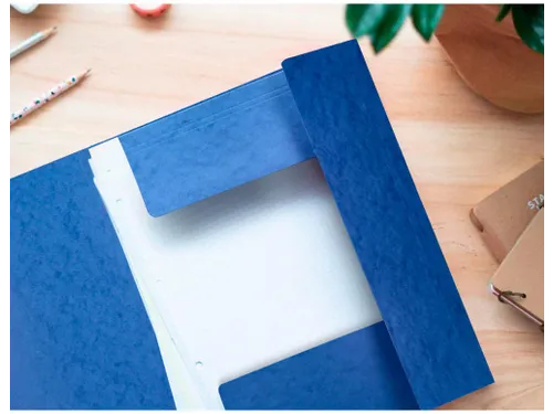 Elastomap A4 Met 3 Kleppen Karton Blauw Voor 200 Vel Pak 10 Stuks