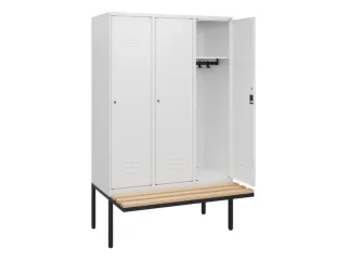 locker met bank,HxBxD 1950x1200x815mm,3vak,vak B 400mm,cil.-slot - 2