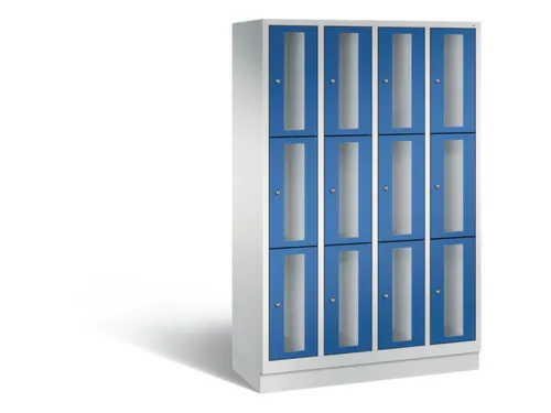 Lockerkast 1800x1190x500mm 4x3 vakken Cilinderslot, Sokkel, RAL5010