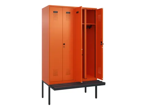 locker met bank,voor scheiding van kleding,HxBxD 2120x1200x815mm,4vak