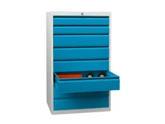 ladekast 1200x500x600mm 8laden cilinderslot RAL7035 front RAL5012