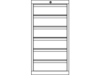ladekast,HxBxD 1000x500x600mm,6lade(n),cil.-slot,RAL7035,front RAL3000 - 3