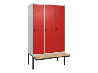 locker met bank,HxBxD 2120x1200x815mm,3vak,vak B 400mm,draaigrendel - 1