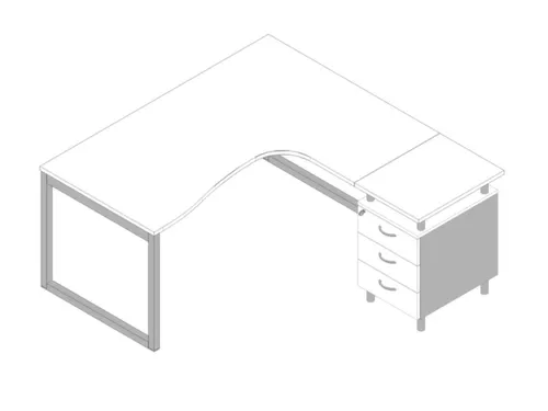Bureauset Bureau Staand Ladeblok Rechts 730x1600x1650mm Wit Zilver