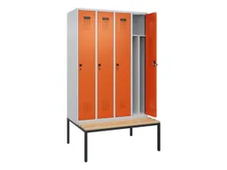 locker met bank,voor scheiding van kleding,HxBxD 2120x1200x815mm,4vak