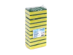 Schuurspons Cleaninq 140x90x28mm geel/groen 10 stuks