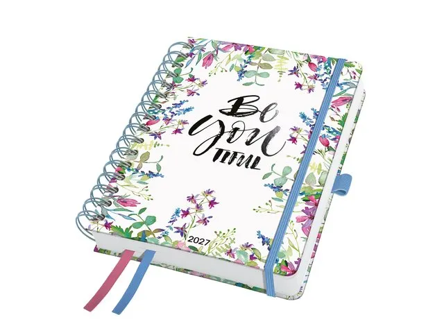 Spiraal-agenda Inspire A5 2027 (NL/FR/ EN/DU) Flower Parade hardcover