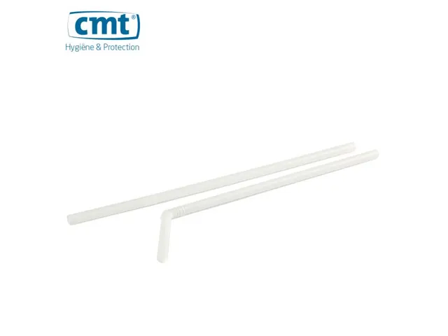CMT Drinkrietjes Flexibel Plastic wit 21x0.6cm 5000 Stuks