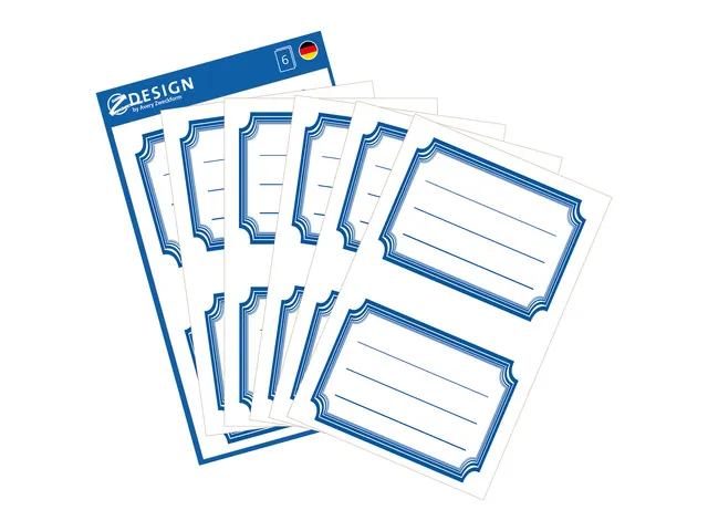 Étiquette scolaire Z-design 6 feuilles cadre bleue