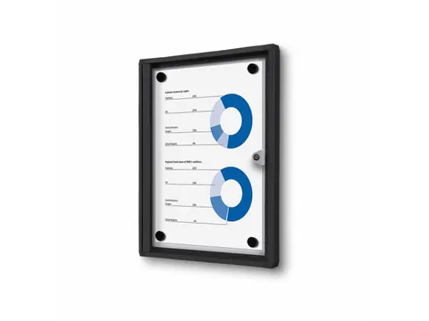 Vergrendelbaar Muurvitrine Magnetisch Economy 1xA4 Zwart