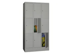 lockerkast,HxBxD 1850x900x500mm,3x3vakken,RAL7035,front RAL6011