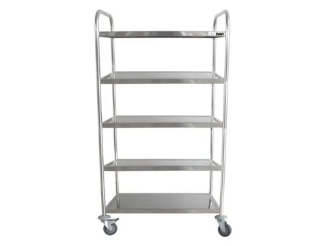 RVS serveerwagen,draagverm. 250kg,5etage(s),m. kunststof matten