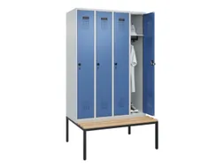locker met bank,HxBxD 2120x1200x815mm,4vak,vak B 300mm,draaigrendel