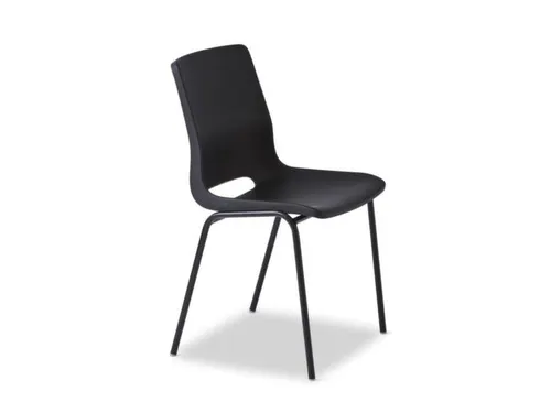 Kunststof kuipstoel,4voeten zwart,zitting PP charcoal