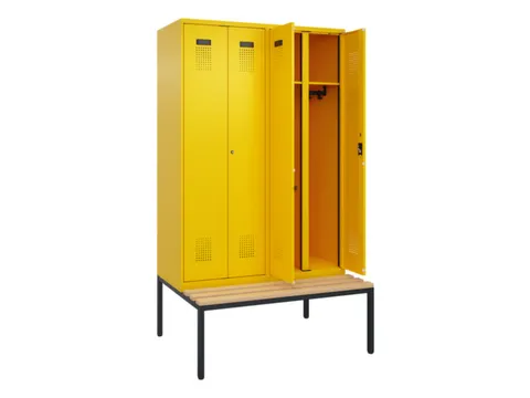 locker met bank,voor scheiding van kleding,HxBxD 2120x1200x815mm,4vak