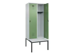 locker met bank,HxBxD 2120x800x815mm,2vak,vak B 400mm,draaigrendel