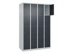 lockerkast,HxBxD 1850x1200x500mm,4x4vakken,vak B 300mm,cil.-slot