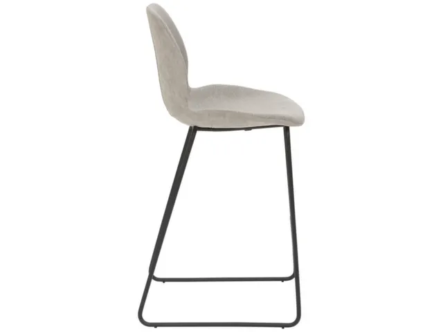 Barkruk mySOLO Sledeframe Zwart met Zitting stof Grijs gemêleerd