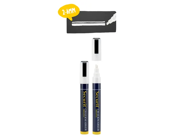 Krijtstift Securit SMA-510 schuin 2-6mm wit blister à 2 stuks