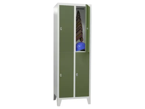 lockerkast,HxBxD 1850x600x500mm,2x2vakken,RAL7035,front RAL6011
