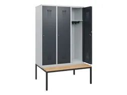 locker met bank,HxBxD 1950x1200x815mm,3vak,vak B 400mm,cilinderslot