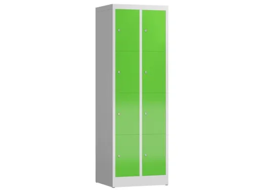 Lockerkast 1800x590x500mm 2x4 vakken cilinderslot, sokkel, RAL6018