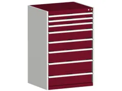 ladekast 1200x800x650mm 8laden zware lasten RAL7035 front RAL3004