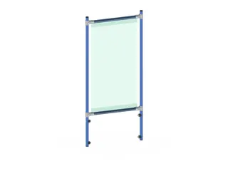 anti-speekselscherm,pvc-folie,glashelder,frame staal RAL5007 - 1