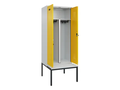PBM-locker met bank,HxBxD 2120x800x815mm,2vak,vak B 400mm,draaigrendel