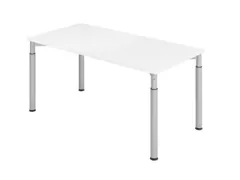 bureau,HxBxD 680-820x1600x800mm,blad wit,4voeten zilverkleurig