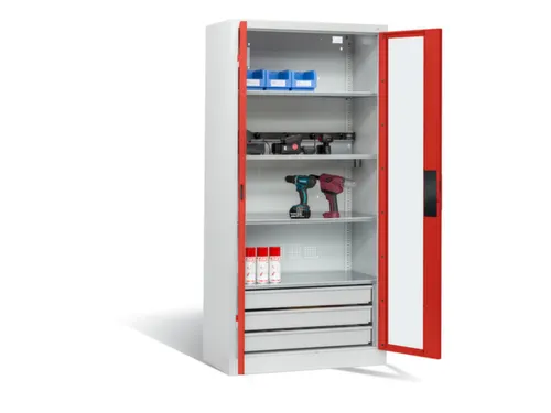 acculaadkast 1950x930x500mm 5stekkerdozen 230V cil.-slot front RAL3000