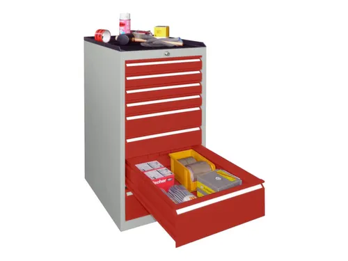 ladekast,HxBxD 1000x500x600mm,8lade(n),cil.-slot,RAL7035,front RAL3000