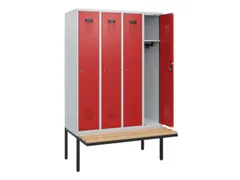 locker met bank,HxBxD 1950x1200x815mm,4vak,vak B 300mm,cilinderslot