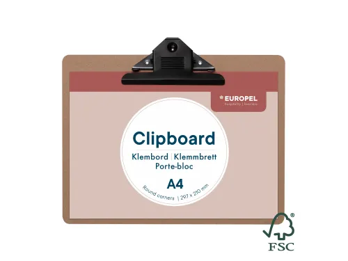 Europel Klembord A4 MDF Liggend Hout