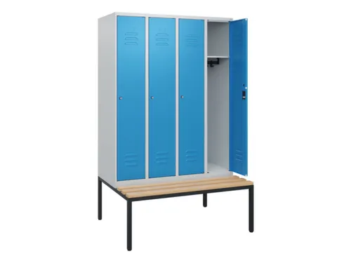 locker met bank,HxBxD 1950x1200x815mm,4vak,vak B 300mm,cil.-slot