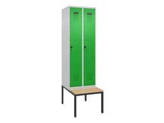locker met bank,HxBxD 2120x600x815mm,2vak,vak B 300mm,draaigrendel - 3