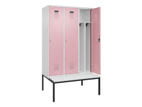locker met bank,voor scheiding van kleding,HxBxD 2120x1200x815mm,3vak