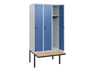 locker met bank,HxBxD 1950x900x815mm,3vak,vak B 300mm,draaigrendel - 2