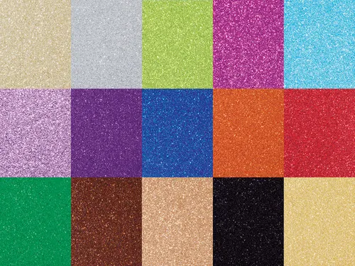 Glitterkarton Folia 50x70cm 300gr 15 vel 15 kleuren