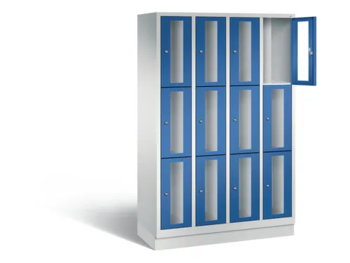 Lockerkast 1800x1190x500mm 4x3 vakken Cilinderslot, Sokkel, RAL5010