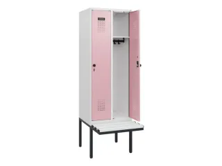locker met bank,HxBxD 1950x600x815mm,2vak,vak B 300mm,draaigrendel - 1