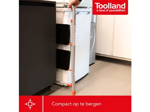 Huishoudtrap met hoge beugel 2 treden antislip inklapbaar tot 150 kg