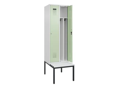 locker met bank,voor scheiding van kleding,HxBxD 2120x600x815mm,2vak