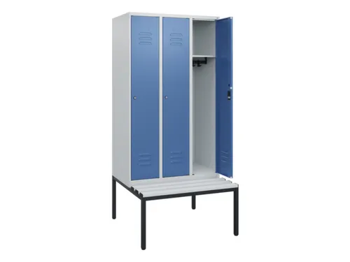locker met bank,HxBxD 1950x900x815mm,3vak,vak B 300mm,cil.-slot