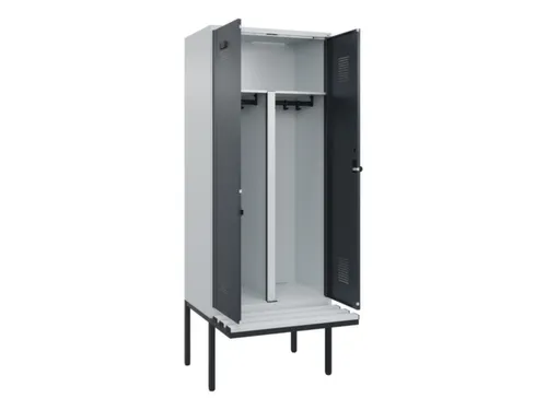PBM-locker met bank,HxBxD 2120x800x815mm,2vak,vak B 400mm,draaigrendel
