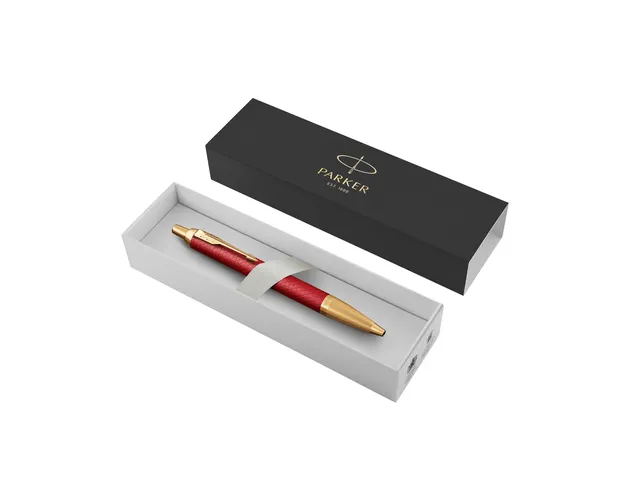 Balpen Parker IM Premium Red Lacquer GT Medium Blauwe inkt