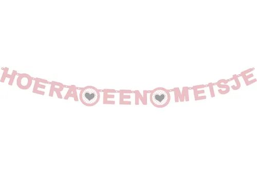 Letterslinger ''Hoera een meisje'' roze